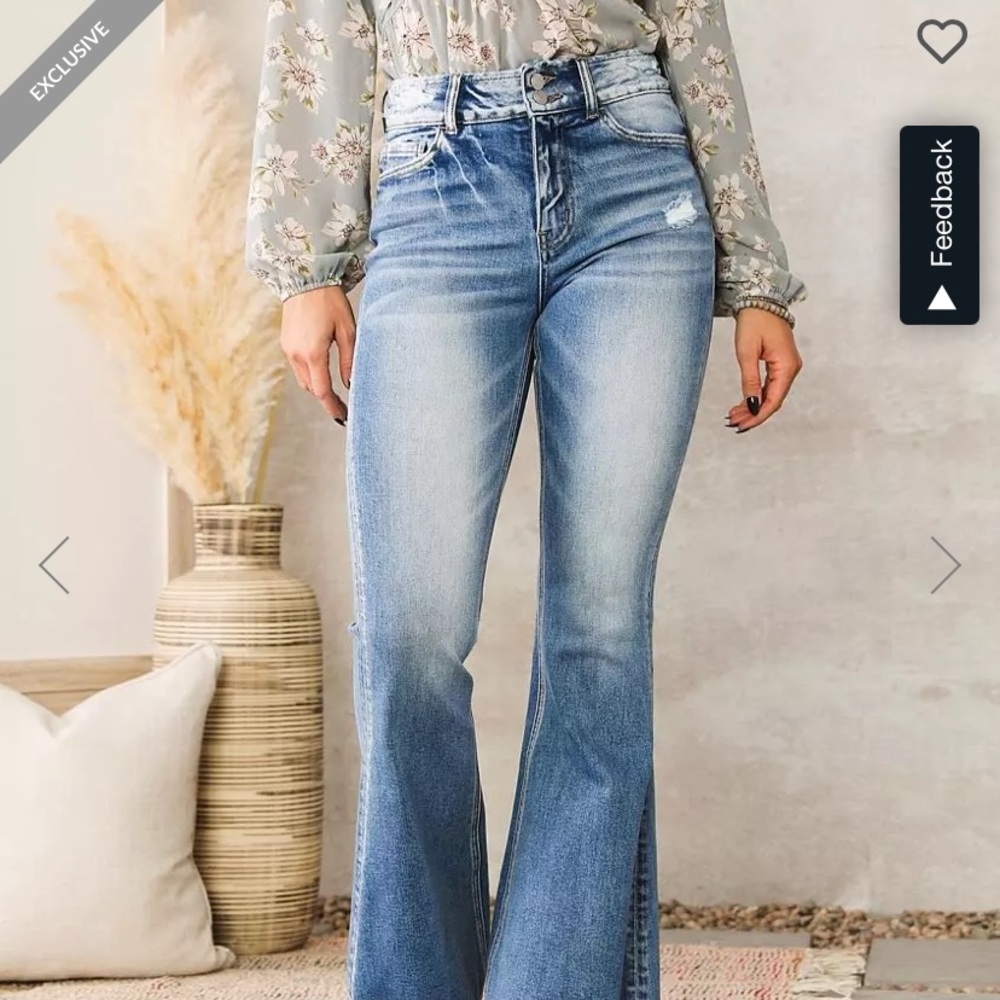 Bridge by GLY buckle Ultra high rise super flare jean 23 long